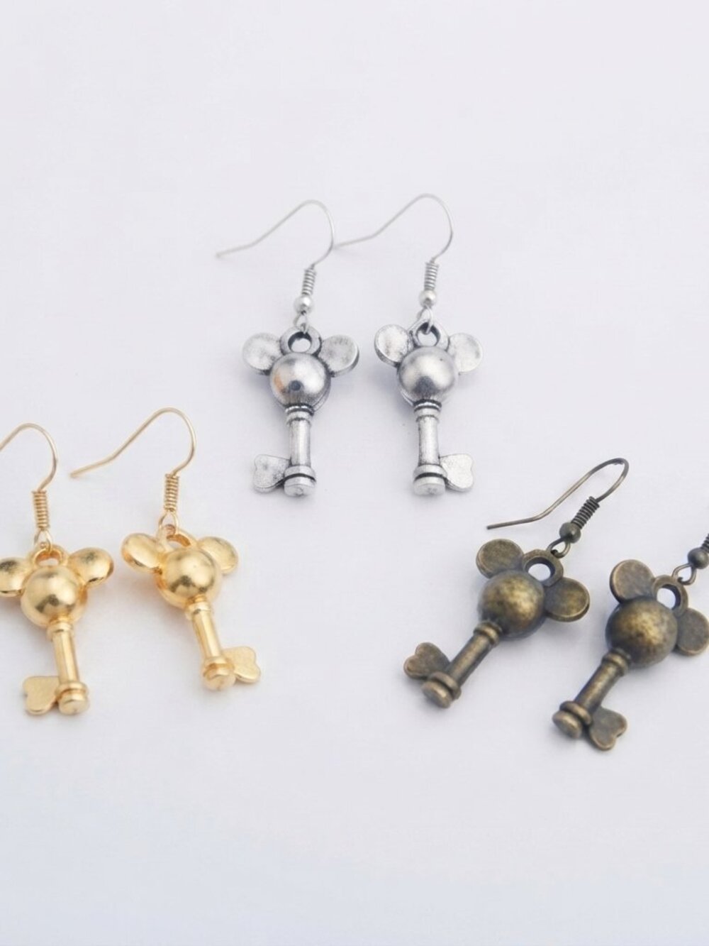 Handmade Mic-key Mouse "Kingdom Key" Dangle Earrings • Original Design